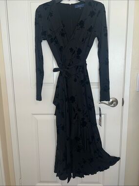 RACHEL Rachel Roy Long Sleeve Black Floral Dress